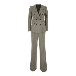 Tagliatore Women Grey Suit  Double-Breasted In Linen Blend For Women